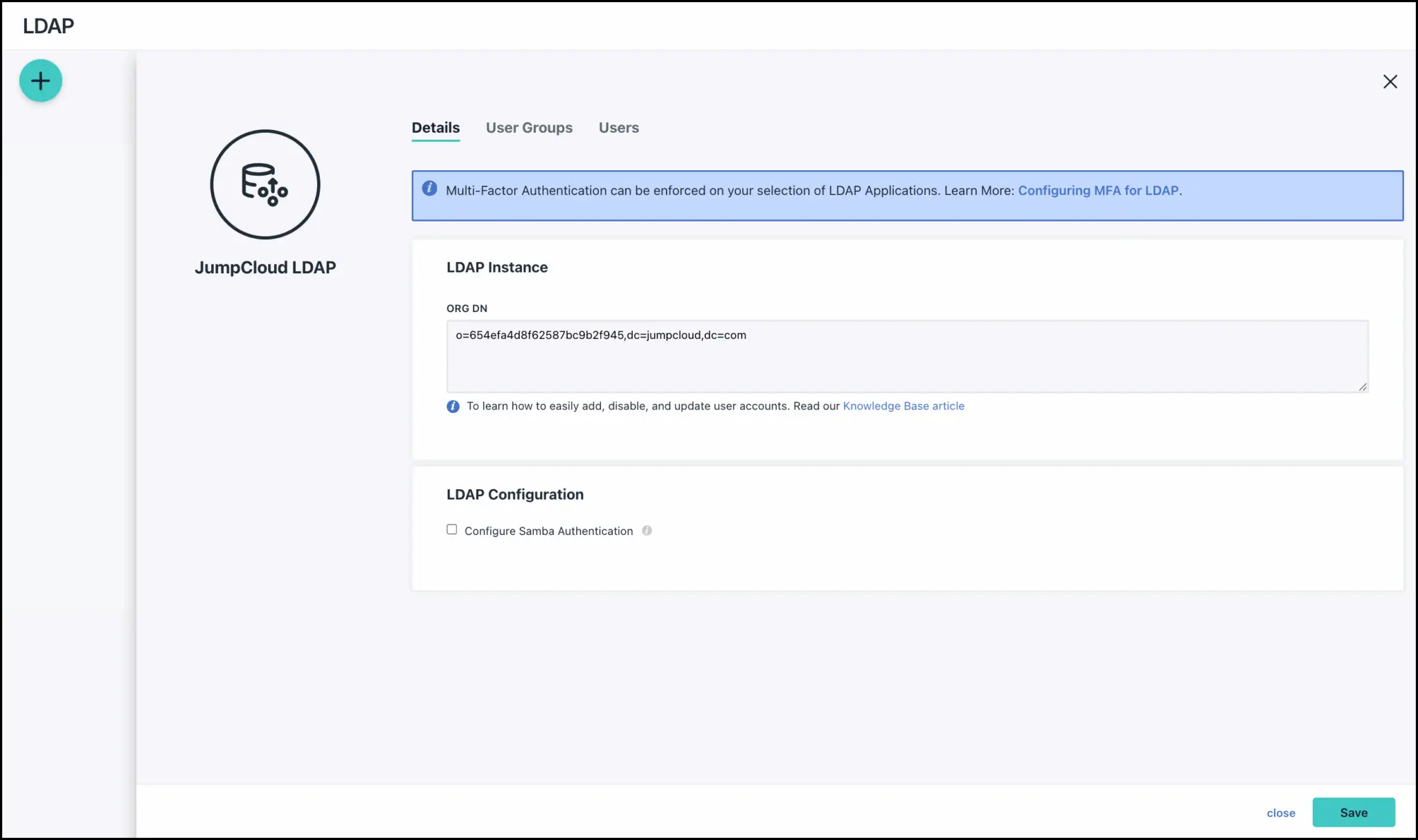 JumpCloud Cloud LDAP configuration